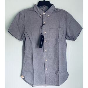 Nifty Genius Button Down Collared Short Sleeve Shirt Blue XS